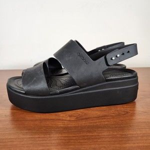 Crocs LiteRide Brooklyn Low Wedge Platform Sandals Women Size 11 Black 206453